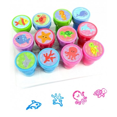 12 Pcs Ocean Life Turtle Stamp Kit for Kids Self Inking Stamps Gift Party Favors $15.74 Kids' Drawing & Writing Boards