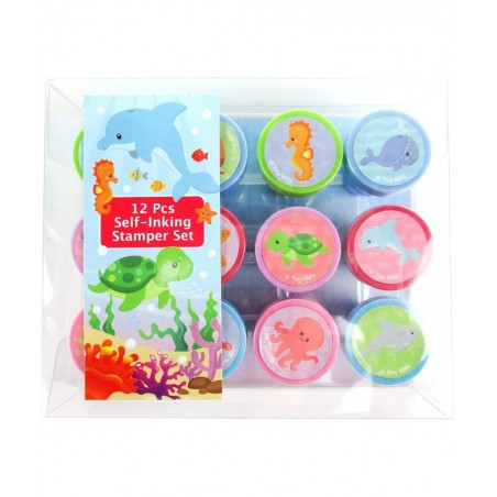 12 Pcs Ocean Life Turtle Stamp Kit for Kids Self Inking Stamps Gift Party Favors $15.74 Kids' Drawing & Writing Boards