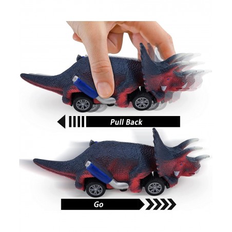 6 Pack Dinosaur Cars Toys for 3-5 Year Old Boys | Dinosaur Toys for Kids - Dino Toy Cars with Dinosaur Monster Car & Truck Bu...