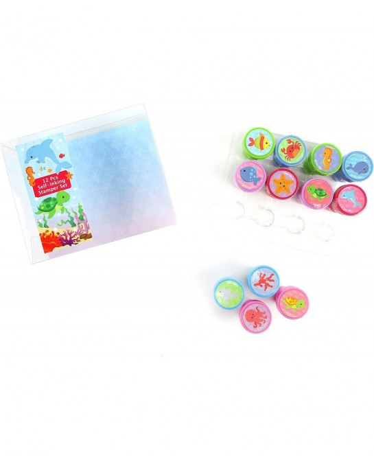 12 Pcs Ocean Life Turtle Stamp Kit for Kids Self Inking Stamps Gift Party Favors $15.74 Kids' Drawing & Writing Boards