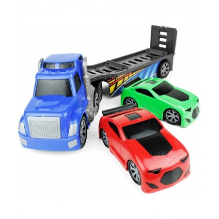 Big Truck Hauler Playset - Car Transporter Trailer with 2 Race Cars Included - Big Toy Car Carrier Truck for Kids and Toddler...