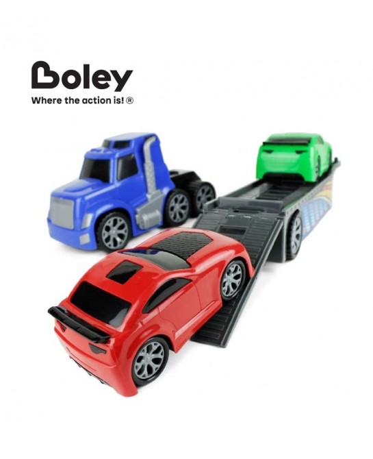 Big Truck Hauler Playset - Car Transporter Trailer with 2 Race Cars Included - Big Toy Car Carrier Truck for Kids and Toddler...