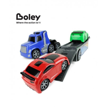 Big Truck Hauler Playset - Car Transporter Trailer with 2 Race Cars Included - Big Toy Car Carrier Truck for Kids and Toddler...