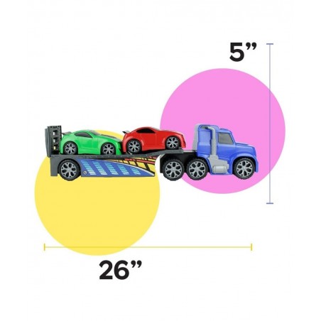 Big Truck Hauler Playset - Car Transporter Trailer with 2 Race Cars Included - Big Toy Car Carrier Truck for Kids and Toddler...