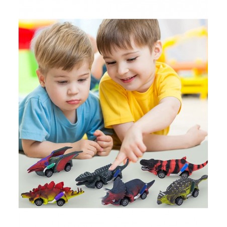 6 Pack Dinosaur Cars Toys for 3-5 Year Old Boys | Dinosaur Toys for Kids - Dino Toy Cars with Dinosaur Monster Car & Truck Bu...