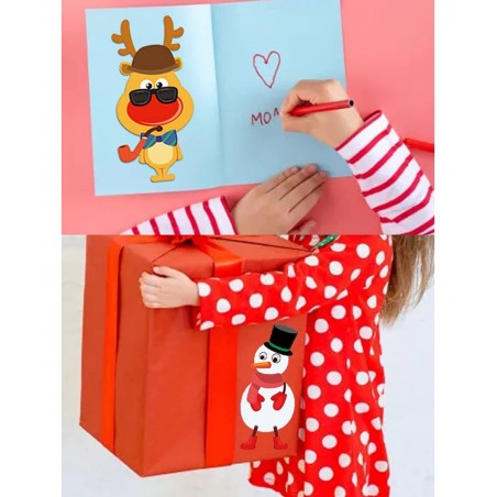 12 Sheets Christmas Stickers for Kids Crafts Party Games Christmas Make Your Own Face Stickers Activities Sticker for Kids Bo...