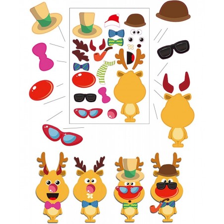 12 Sheets Christmas Stickers for Kids Crafts Party Games Christmas Make Your Own Face Stickers Activities Sticker for Kids Bo...