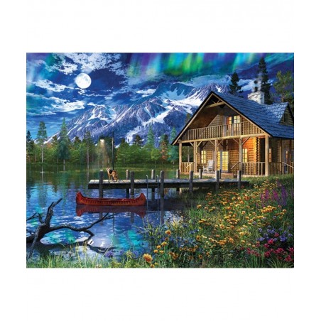 Majestic 1000 Piece Wooden Jigsaw Puzzle Moon Cabin Retreat $27.38 Jigsaw Puzzles