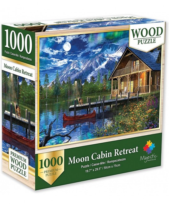 Majestic 1000 Piece Wooden Jigsaw Puzzle Moon Cabin Retreat $27.38 Jigsaw Puzzles
