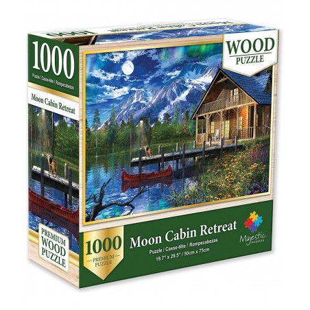 Majestic 1000 Piece Wooden Jigsaw Puzzle Moon Cabin Retreat $27.38 Jigsaw Puzzles