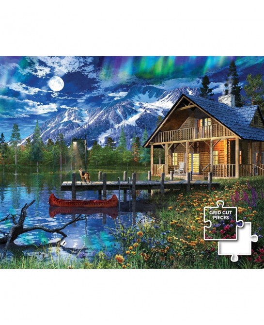 Majestic 1000 Piece Wooden Jigsaw Puzzle Moon Cabin Retreat $27.38 Jigsaw Puzzles