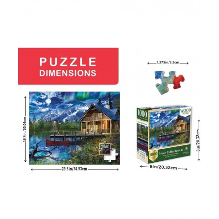 Majestic 1000 Piece Wooden Jigsaw Puzzle Moon Cabin Retreat $27.38 Jigsaw Puzzles