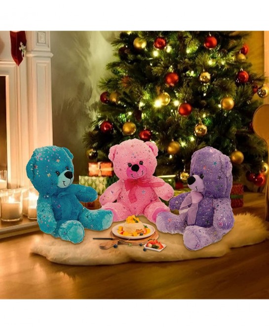 Star Teddy Bear Plush Toy Sparkling Blue Bear Stuffed Animals Soft Plush Teddy Bear for Kids Boys Girls Best Gifts for Birthd...