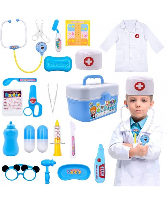 Kids Doctor Kit Pretend Medical Kits Doctor Nurse Dentist Costume Stethoscope Toy Carry Case Educational Creative STEM Birthd...