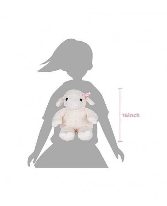 Lamb Stuffed Animal with Pink Bow Cuddly Lamb Plush Toy Lovely Fluffy Sutffed Sheep Great Gift for Kids Girls (16”) $22.38 St...