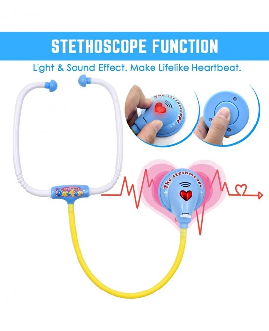 Kids Doctor Kit Pretend Medical Kits Doctor Nurse Dentist Costume Stethoscope Toy Carry Case Educational Creative STEM Birthd...