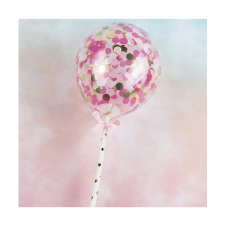 Balloon Cake Toppers Mini Transparent Confetti Balloon for Wedding Birthday Valentines Day Evening New Year Party Supplies 7P...