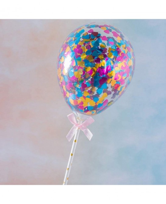 Balloon Cake Toppers Mini Transparent Confetti Balloon for Wedding Birthday Valentines Day Evening New Year Party Supplies 7P...