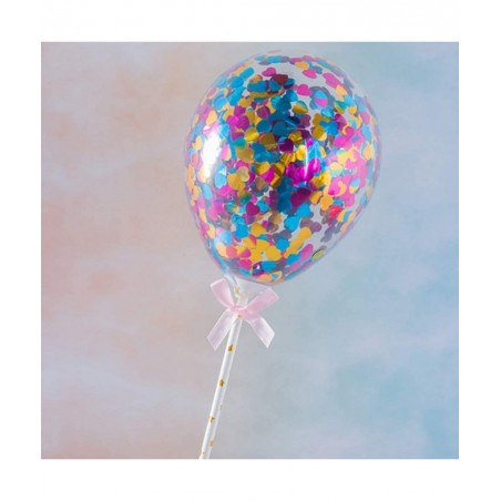 Balloon Cake Toppers Mini Transparent Confetti Balloon for Wedding Birthday Valentines Day Evening New Year Party Supplies 7P...