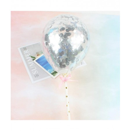 Balloon Cake Toppers Mini Transparent Confetti Balloon for Wedding Birthday Valentines Day Evening New Year Party Supplies 7P...