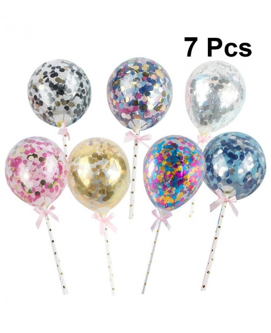 Balloon Cake Toppers Mini Transparent Confetti Balloon for Wedding Birthday Valentines Day Evening New Year Party Supplies 7P...