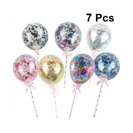 Balloon Cake Toppers Mini Transparent Confetti Balloon for Wedding Birthday Valentines Day Evening New Year Party Supplies 7P...