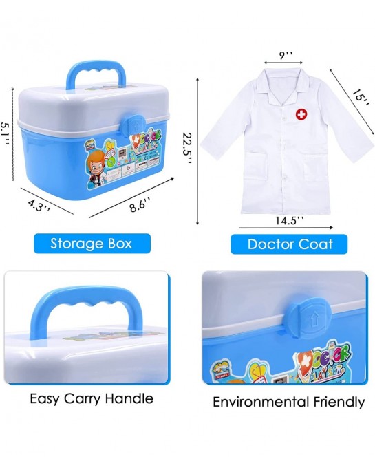 Kids Doctor Kit Pretend Medical Kits Doctor Nurse Dentist Costume Stethoscope Toy Carry Case Educational Creative STEM Birthd...