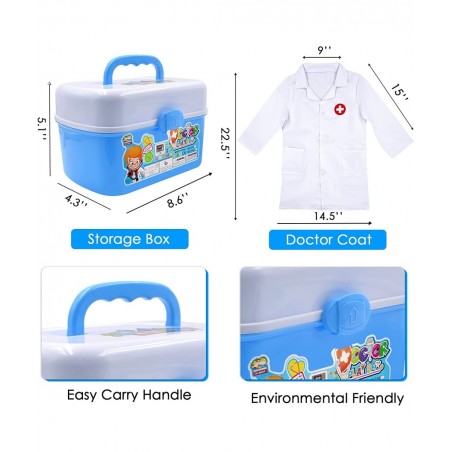 Kids Doctor Kit Pretend Medical Kits Doctor Nurse Dentist Costume Stethoscope Toy Carry Case Educational Creative STEM Birthd...