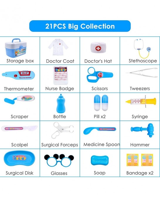 Kids Doctor Kit Pretend Medical Kits Doctor Nurse Dentist Costume Stethoscope Toy Carry Case Educational Creative STEM Birthd...
