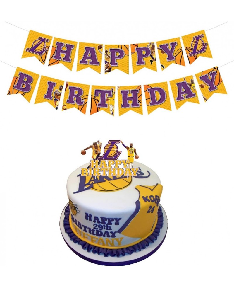 Soomei Basketball Happy Birthday Banner Cake Topper Basketball Stars Themed Decor Party Supplies for Birthday Party Decoratio...