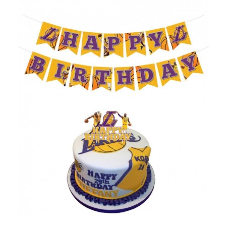 Soomei Basketball Happy Birthday Banner Cake Topper Basketball Stars Themed Decor Party Supplies for Birthday Party Decoratio...