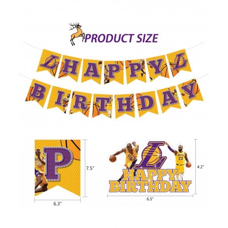 Soomei Basketball Happy Birthday Banner Cake Topper Basketball Stars Themed Decor Party Supplies for Birthday Party Decoratio...