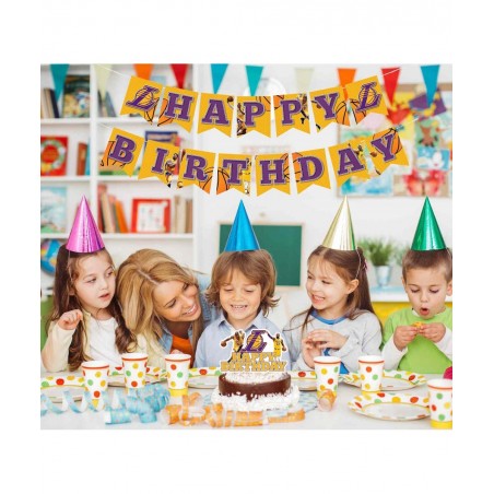 Soomei Basketball Happy Birthday Banner Cake Topper Basketball Stars Themed Decor Party Supplies for Birthday Party Decoratio...