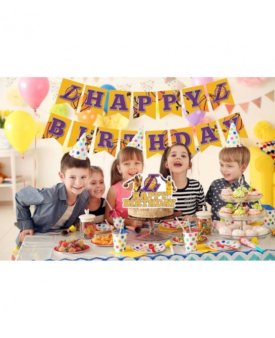 Soomei Basketball Happy Birthday Banner Cake Topper Basketball Stars Themed Decor Party Supplies for Birthday Party Decoratio...