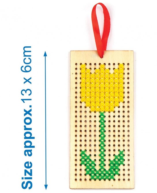 AR141 Wooden Bookmark Cross Stitch Kits - Pack of 4 Embroidery Set with Thread for Kids $16.66 Kids' Drawing & Writing Boards