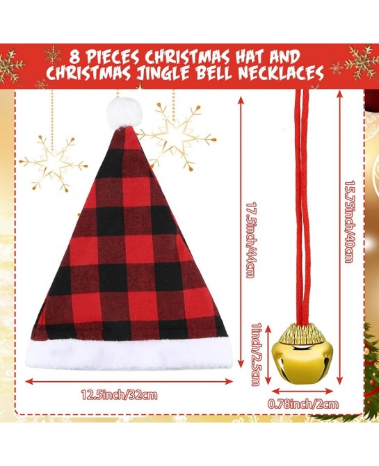 4 Pieces Christmas Santa Hat for Kids and 4 Pieces Christmas Bell Necklaces Ornaments for Merry Xmas Carnival Party $17.32 Ki...