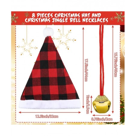 4 Pieces Christmas Santa Hat for Kids and 4 Pieces Christmas Bell Necklaces Ornaments for Merry Xmas Carnival Party $17.32 Ki...