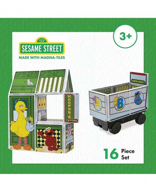 Magna-Tiles Hooper’s Store Magnetic Kids’ Building Toys Educational Magnetic Tile “Sesame Street” Toys for Ages 3+ 16 Pieces ...