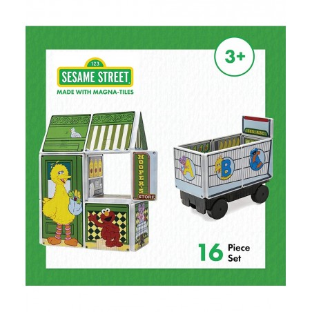 Magna-Tiles Hooper’s Store Magnetic Kids’ Building Toys Educational Magnetic Tile “Sesame Street” Toys for Ages 3+ 16 Pieces ...