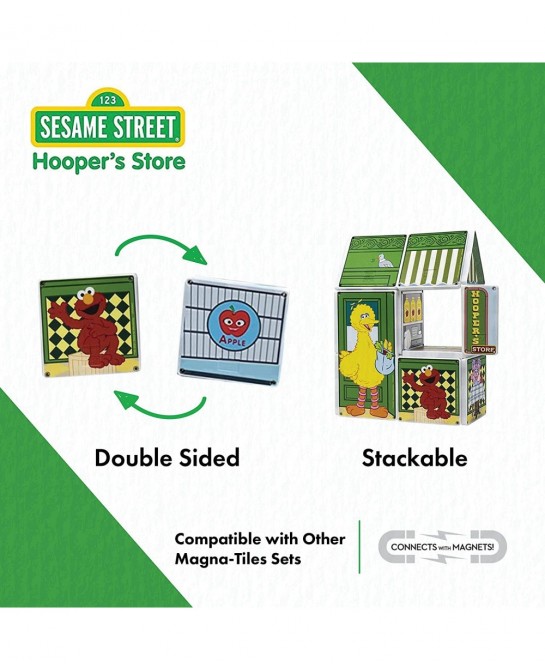 Magna-Tiles Hooper’s Store Magnetic Kids’ Building Toys Educational Magnetic Tile “Sesame Street” Toys for Ages 3+ 16 Pieces ...