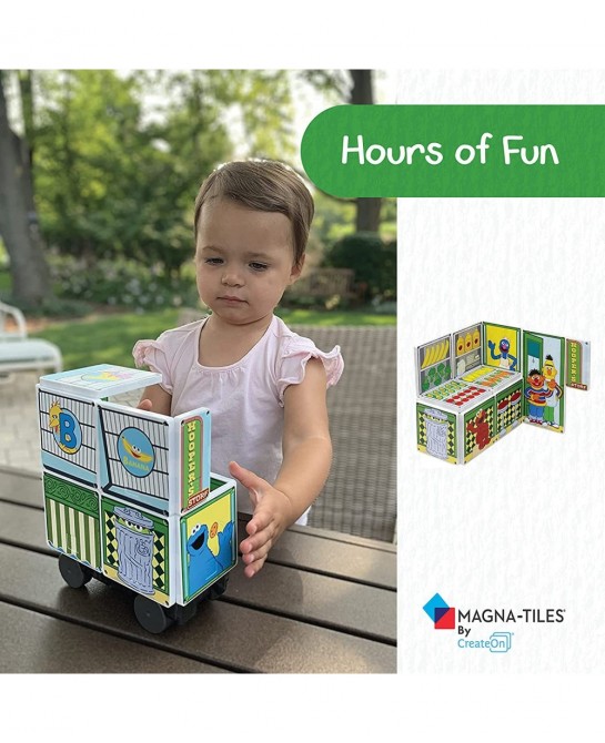Magna-Tiles Hooper’s Store Magnetic Kids’ Building Toys Educational Magnetic Tile “Sesame Street” Toys for Ages 3+ 16 Pieces ...