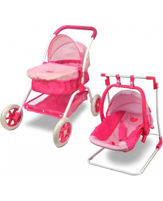 Baby Doll Stroller and Doll Swings for 15 inches Dolls | 8 in 1 | Doll Pram/ Carrier/ Stroller with Removable Bassinet & Bed ...