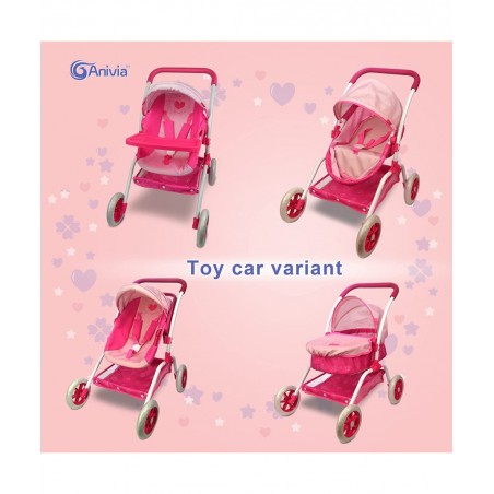 Baby Doll Stroller and Doll Swings for 15 inches Dolls | 8 in 1 | Doll Pram/ Carrier/ Stroller with Removable Bassinet & Bed ...