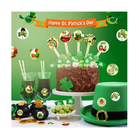 1000 Pieces St. Patrick's Day Roll Stickers Shamrock Party Decorations Irish Green Shamrock 1.5 Inch Stickers Round Colored S...
