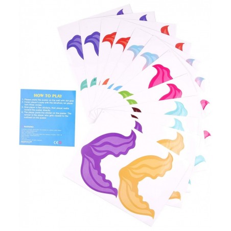 Mermaid Party Supplies Pin The Tail on The Mermaid Party Game with 24Pcs Tail Stickers for Mermaid Party Favors Kids Birthday...