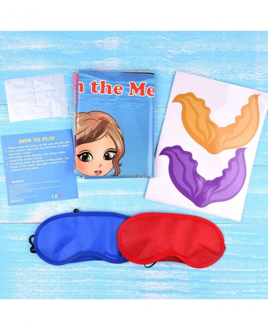 Mermaid Party Supplies Pin The Tail on The Mermaid Party Game with 24Pcs Tail Stickers for Mermaid Party Favors Kids Birthday...