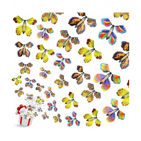 20 PCS Flying Butterfly Toy Magic Wind Up Flying Butterfly Surprise Box Wind Up Butterfly Surprise Toy for Wedding Birthday P...
