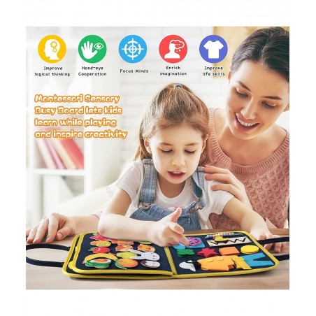 Nicetage Busy Board for Toddlers  Montessori Toys for 1 2 3 4 Year Old  Toddler Toys  Sensory Activity Board Learn Fine Motor...