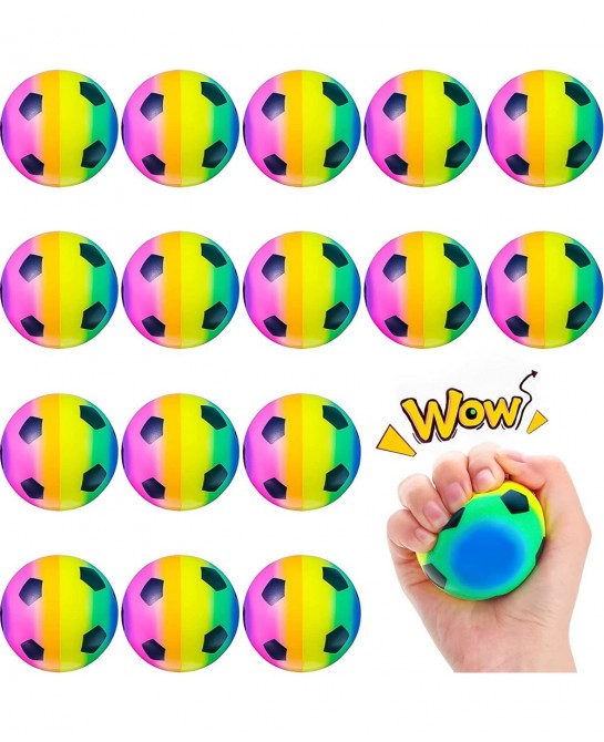 20 Pack Mini Sports Stress Balls Stress Relief Rainbow Soccer Balls 2.5 Inches Foam Soccer Ball Fun Soccer Party Favors for F...