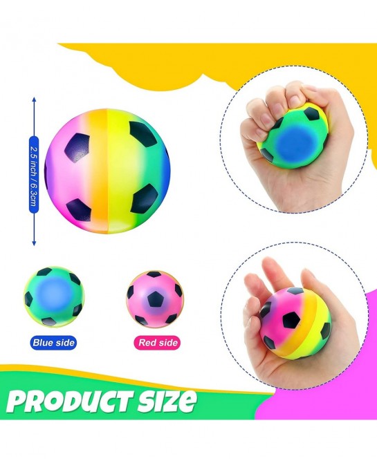 20 Pack Mini Sports Stress Balls Stress Relief Rainbow Soccer Balls 2.5 Inches Foam Soccer Ball Fun Soccer Party Favors for F...